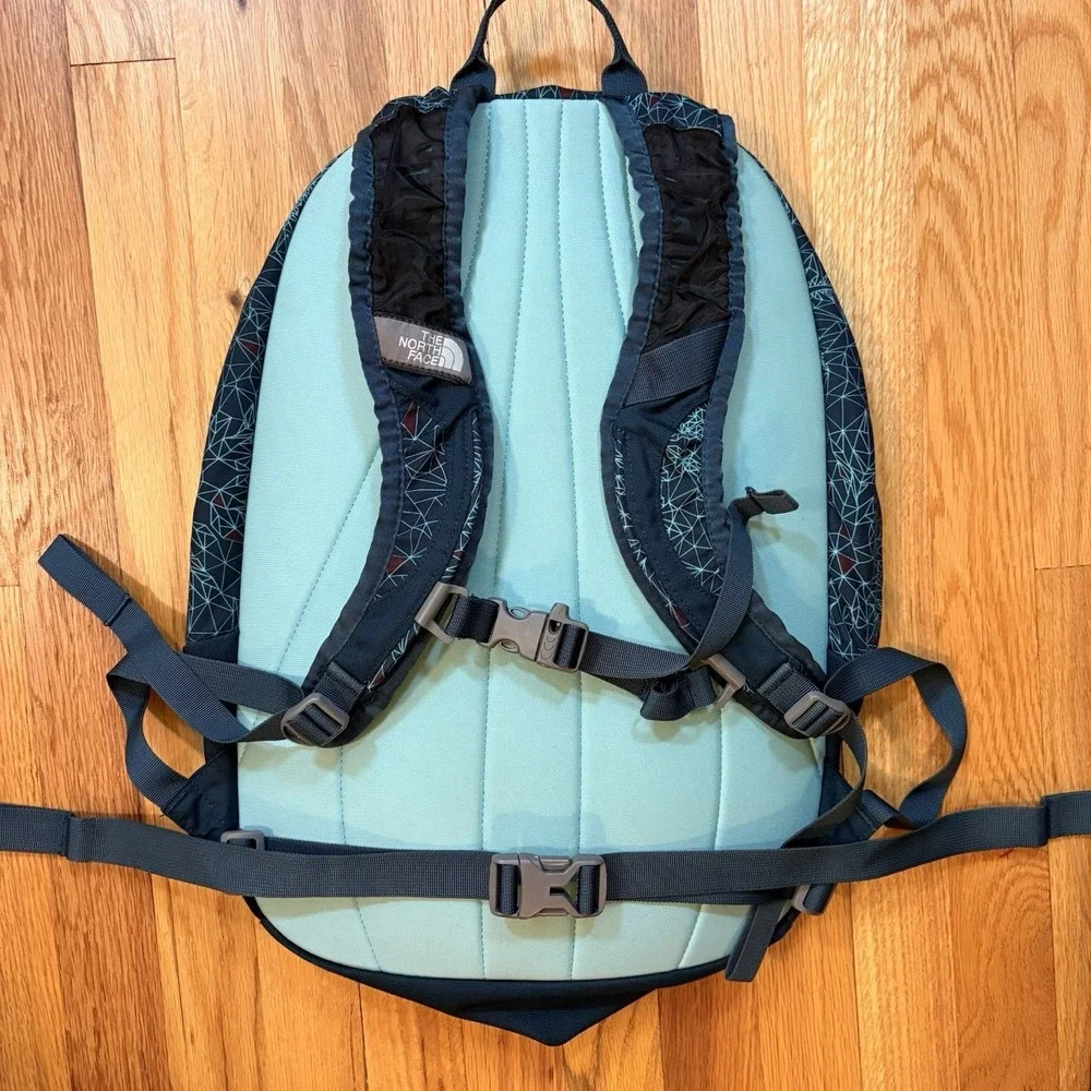 The North Face Vault Backpack  T196/T596 Rare Teal Maroon Geometric Day Pack